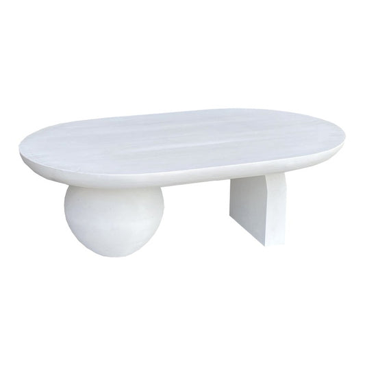 Table basse bois d'acacia massif  blanche 110x72x38 cm