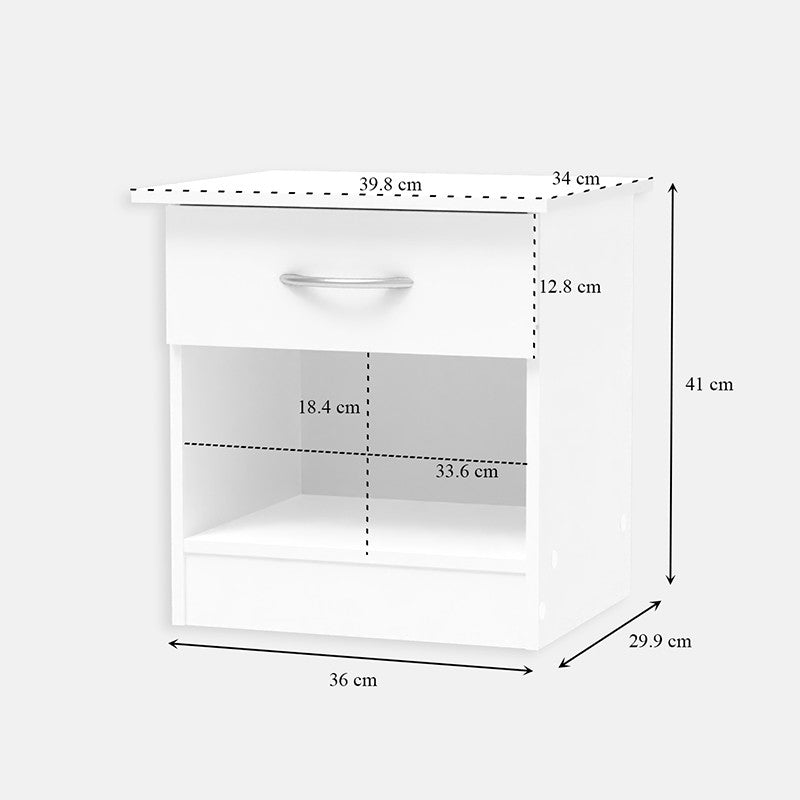 Table de chevet en bois blanche 40x34x42 cm