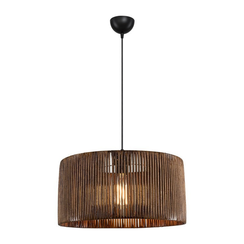 Suspension luminaire plafonnier abat jour marron 40x20 cm