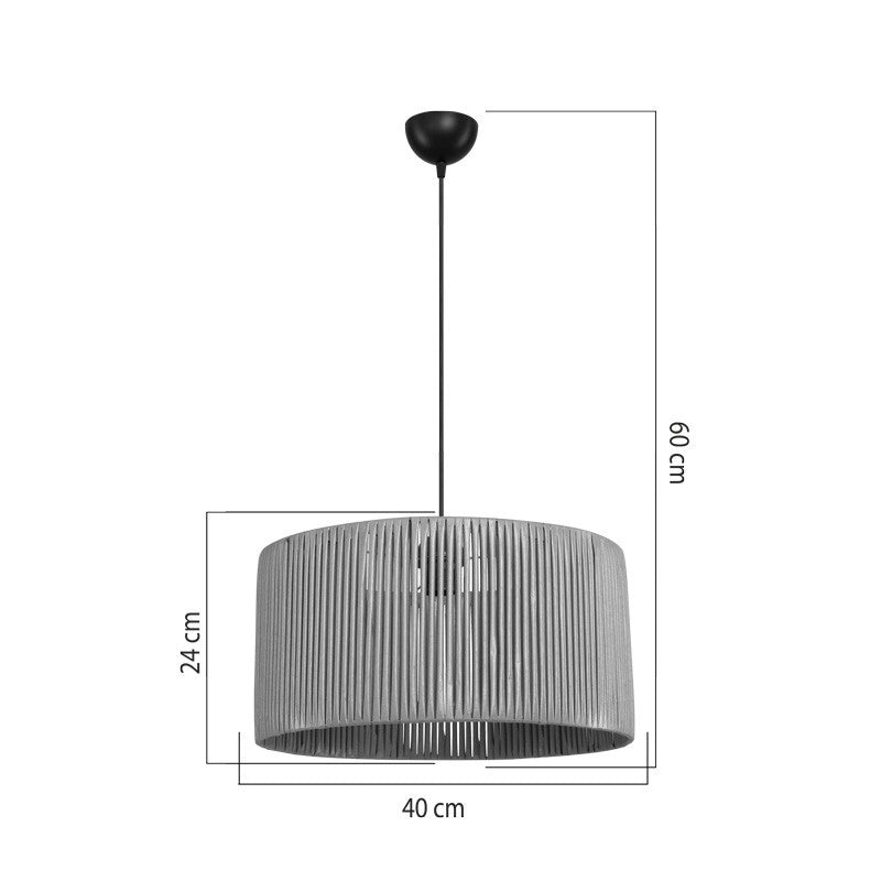 Suspension luminaire plafonnier abat jour naturel 40x20 cm