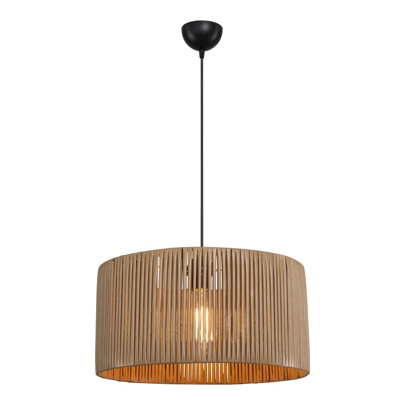 Suspension luminaire plafonnier abat jour naturel 40x20 cm
