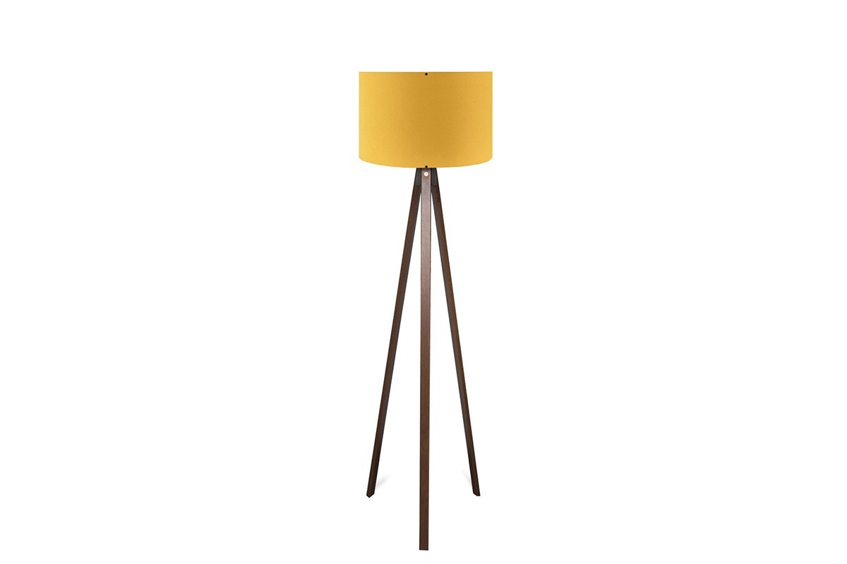 Lampadaire Mira E27 noyer-Jaune  Φ38x140cm