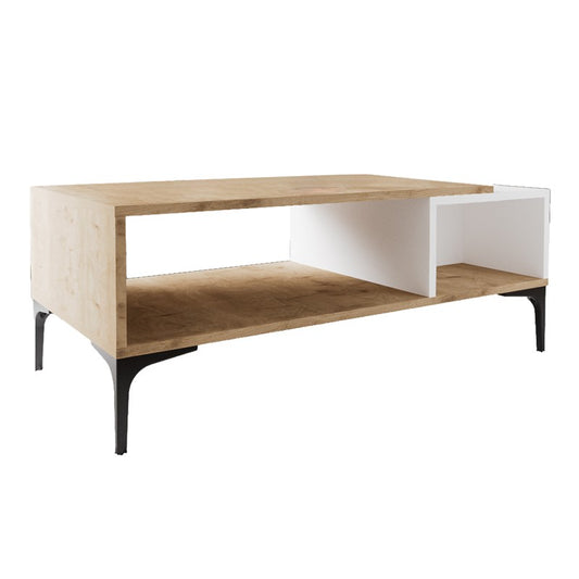 Table basse bois chêne blanc 90x50x37 cm