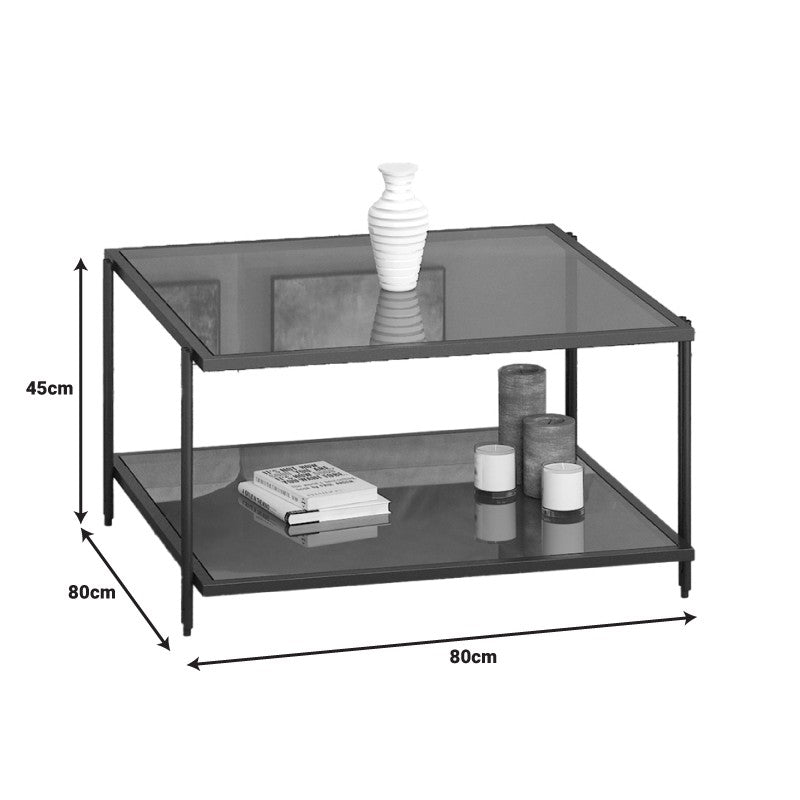 Table basse en métal en verre  80x80x45 cm