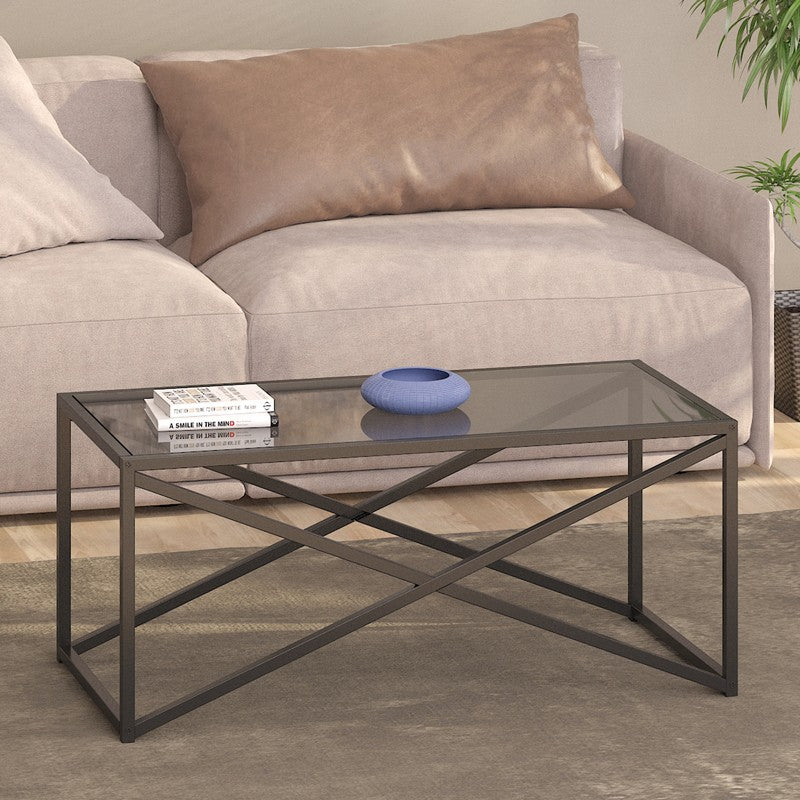 Table basse en métal  en verre 100x50x45 cm