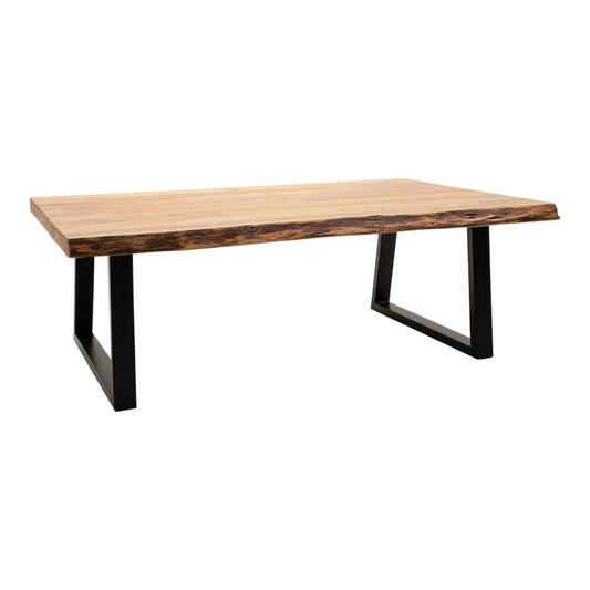 Table basse bois d'acacia massif pieds en métal noir 115x60x45 cm