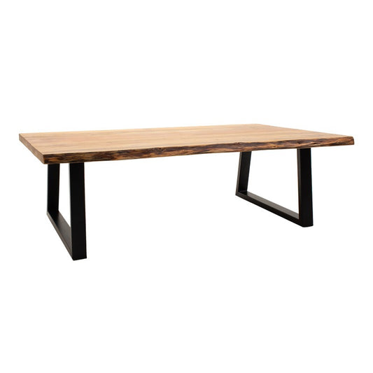 Table basse bois d'acacia massif pieds en métal noir 115x60x45 cm