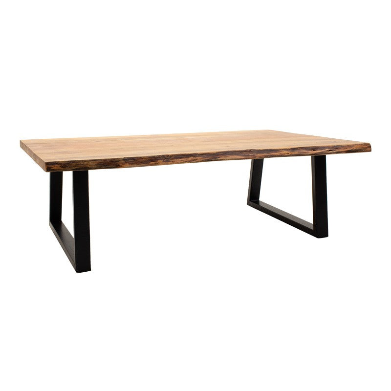 Table basse bois d'acacia massif pieds en métal noir 115x60x45 cm