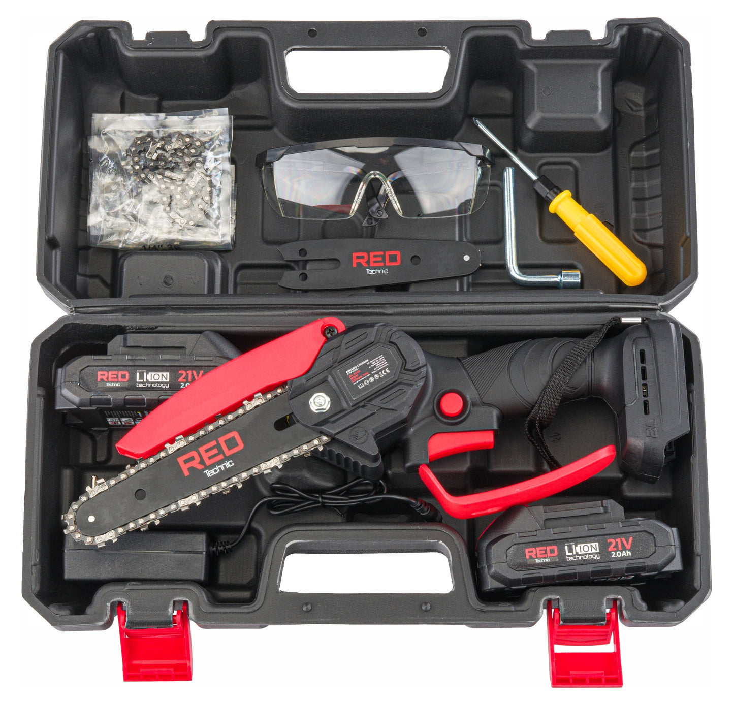 Coffret Mini tronçonneuse 4 + 6" 2 batteries  21 V 1000 W