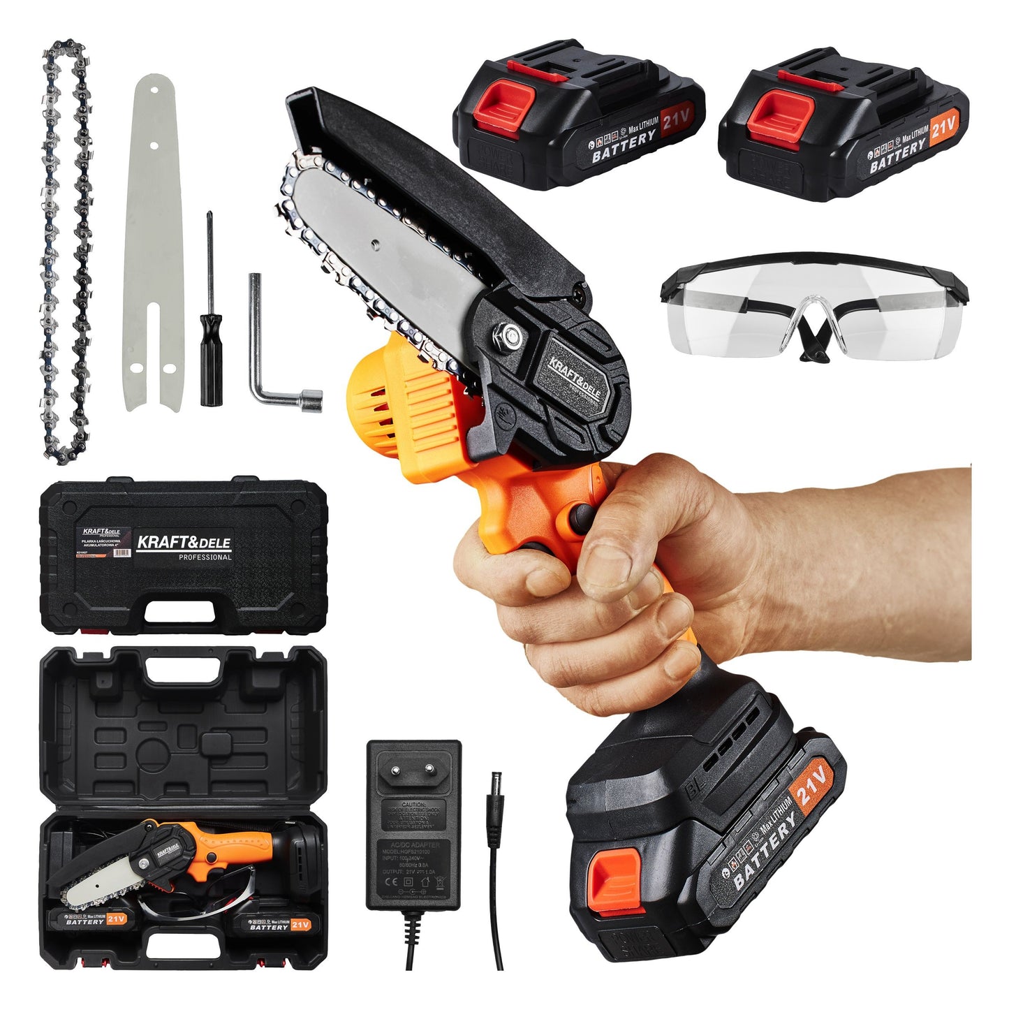 Ensemble Tronçonneuse électrique 2X batterie  4" 21V