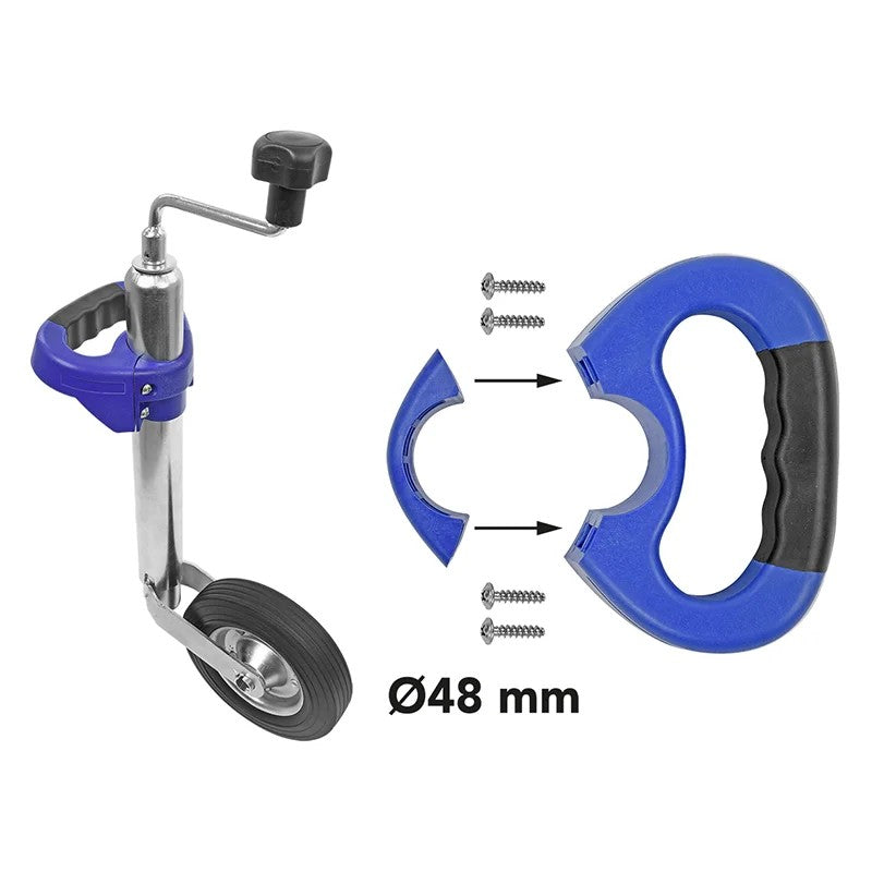 Poignée de manoeuvre bleu pour roue jockey de 48mm