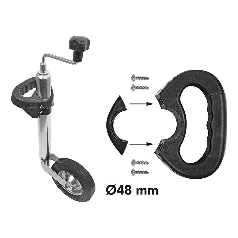 Poignée de manoeuvre noir pour roue jockey de 48mm