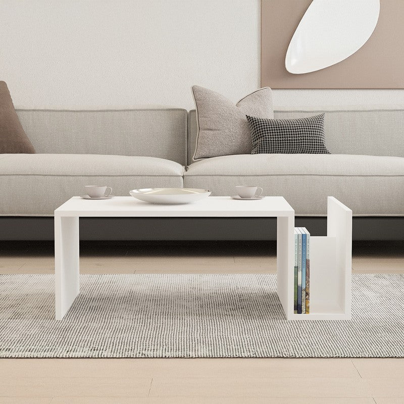 Table basse blanche 86,8 x 50 x 32,4 cm