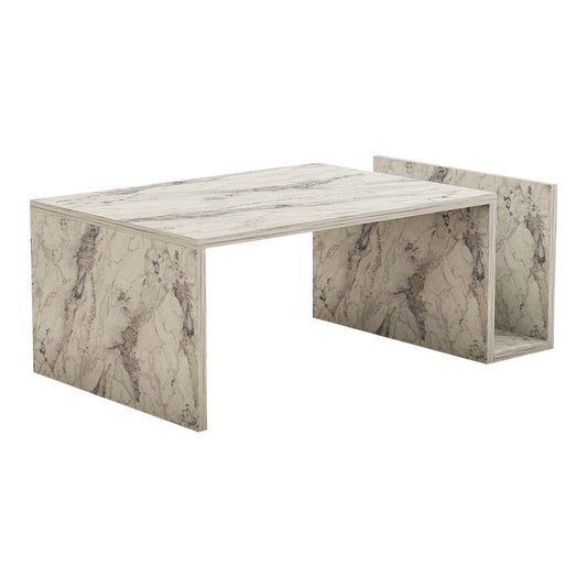 Table basse marbre blanc gris 86,8x50x32,4 cm