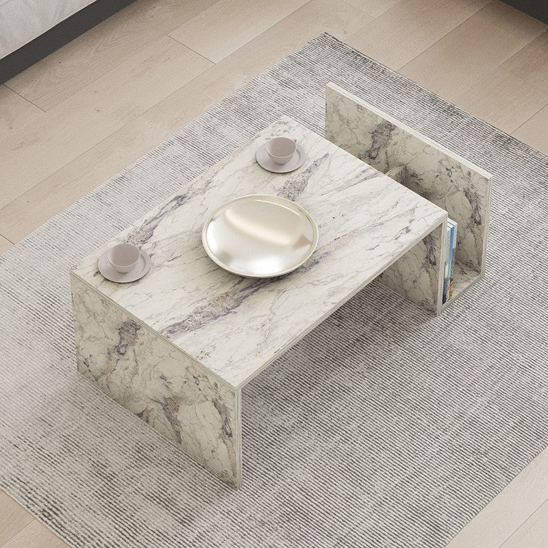 Table basse marbre blanc gris 86,8x50x32,4 cm