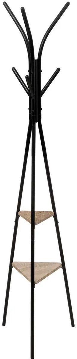 Porte manteau 6 tiges avec étagères bois  40x40x175 cm