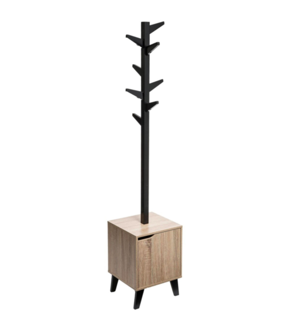 Porte manteaux 8 tiges caisson de rangement bois 34 x 32,5 x.168 cm