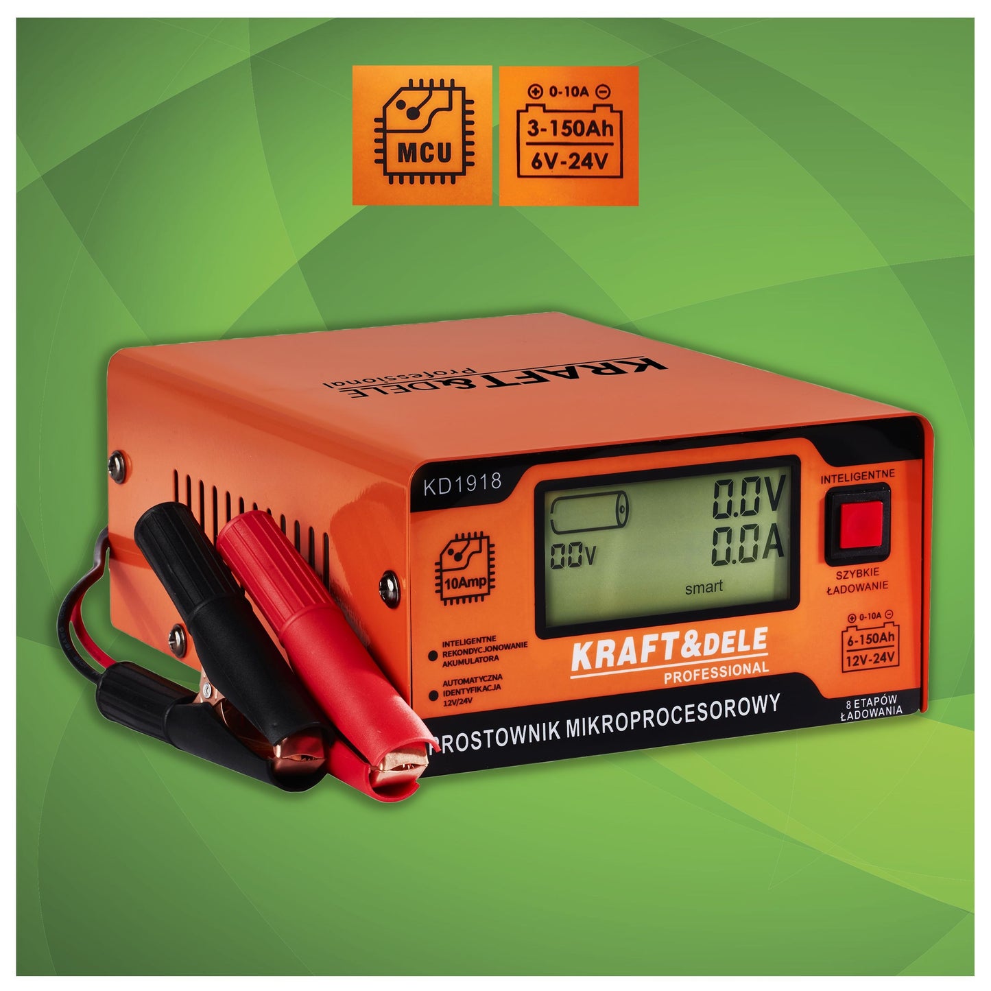 Chargeur de batterie auto REDRESSEUR À MICROPROCESSEUR 10AMP 12/24V