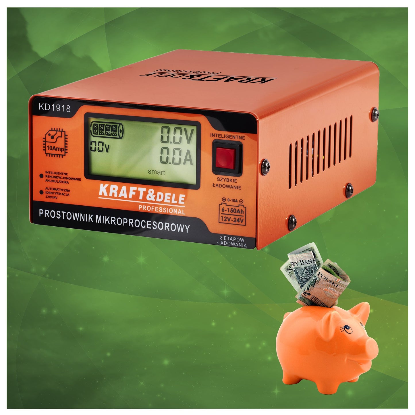 Chargeur de batterie auto REDRESSEUR À MICROPROCESSEUR 10AMP 12/24V