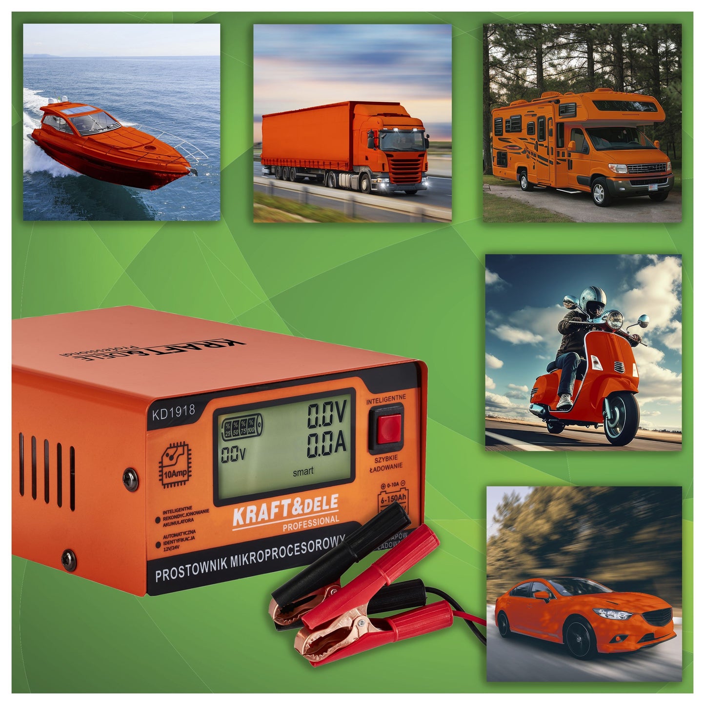 Chargeur de batterie auto REDRESSEUR À MICROPROCESSEUR 10AMP 12/24V