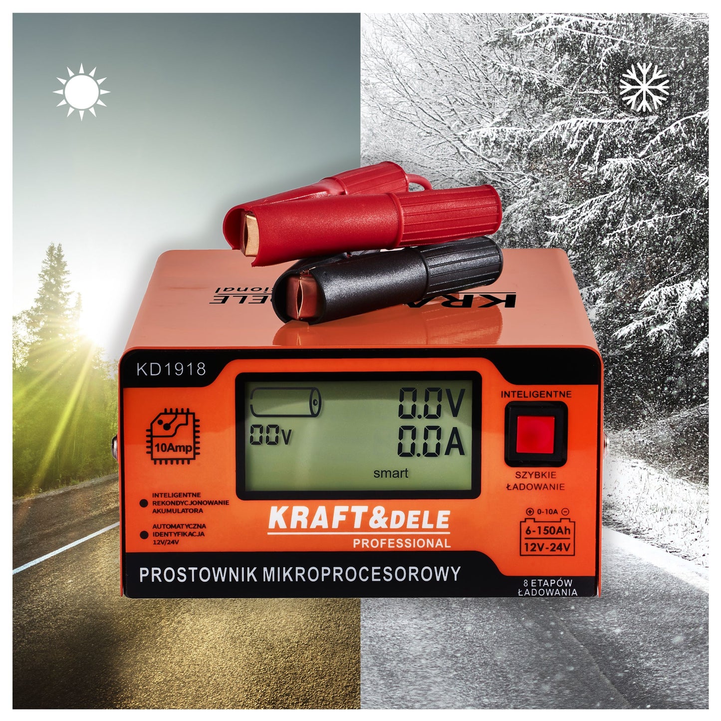 Chargeur de batterie auto REDRESSEUR À MICROPROCESSEUR 10AMP 12/24V