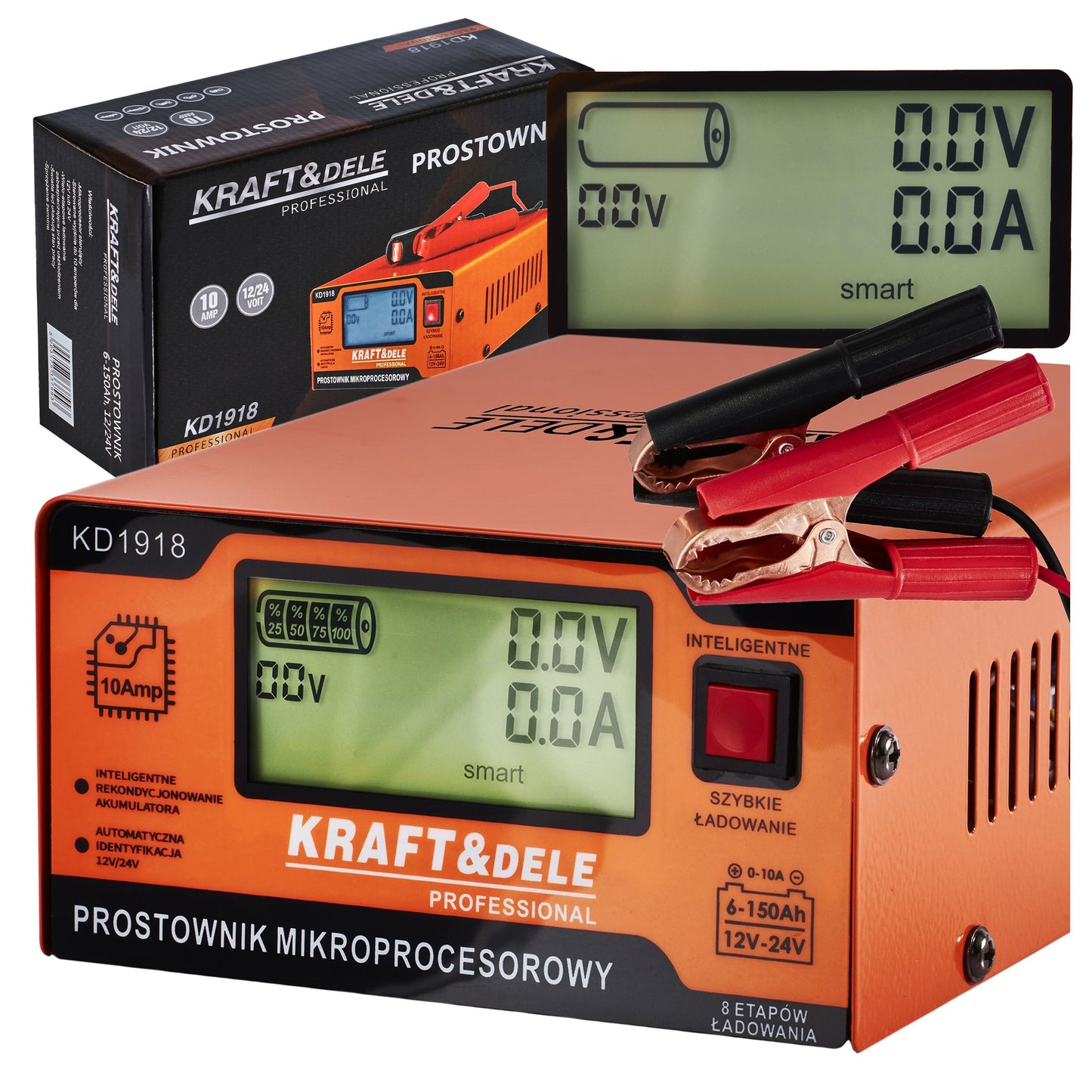 Chargeur de batterie auto REDRESSEUR À MICROPROCESSEUR 10AMP 12/24V