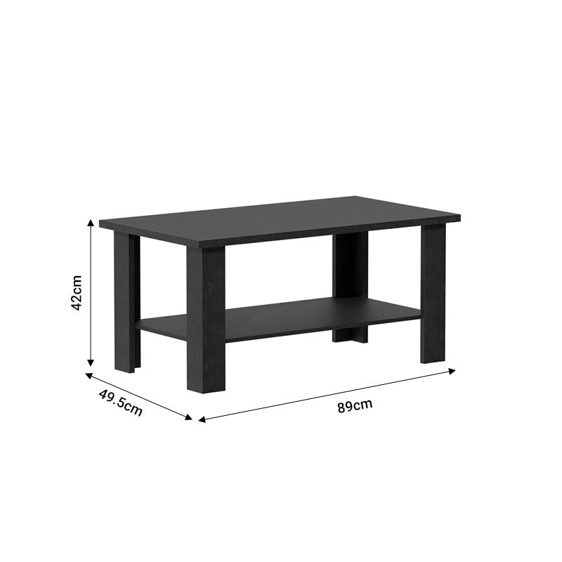 Table basse noir bois mélamine 89x49,5x42cm