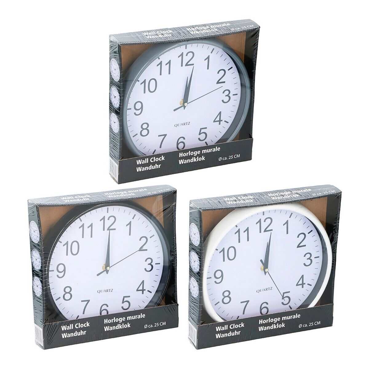 Horloge Murale 2ø5x3 Cm 3 Couelurs Assortis