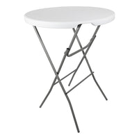 Table camping réception Mange Debout Pliable Diam 80cm X Hauteur 110cm Blanche