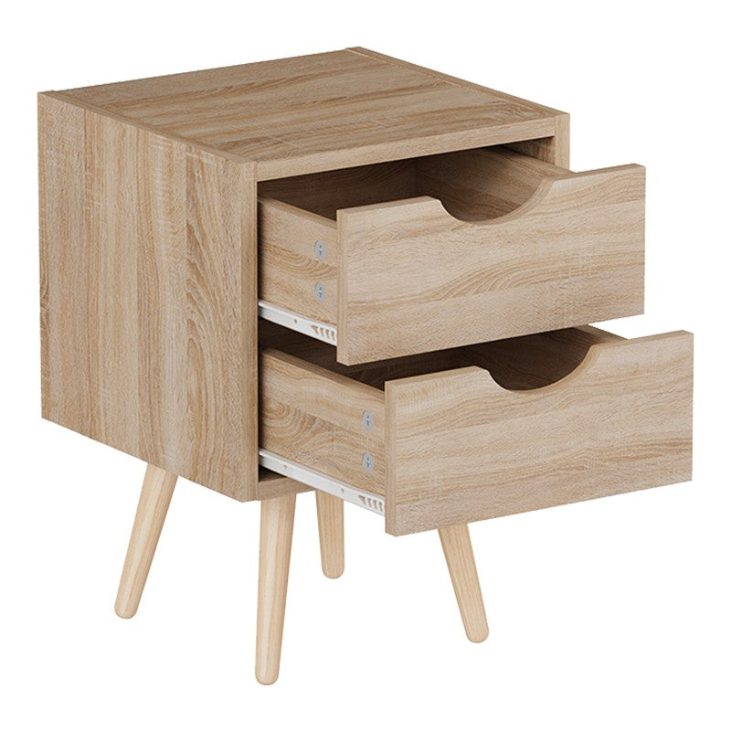 Table de chevet en bois marron 2 tiroirs 29,7x29,7x45 cm