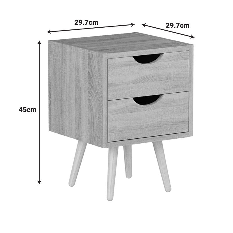 Table de chevet en bois marron 2 tiroirs 29,7x29,7x45 cm