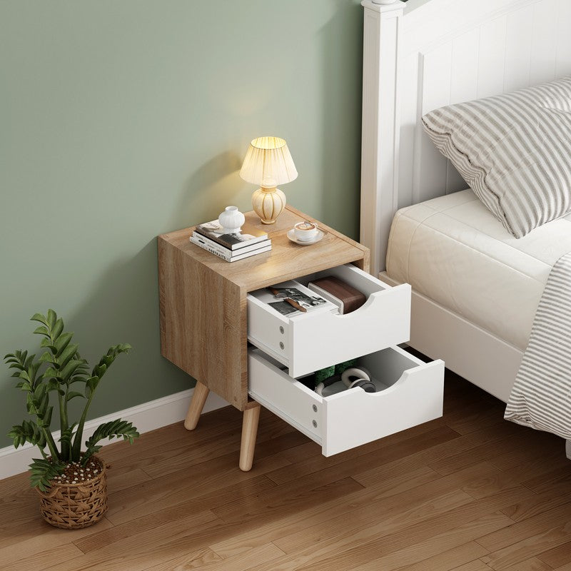 Table de chevet en bois  marron blanc 29,7 x 29,7 x 45 cm