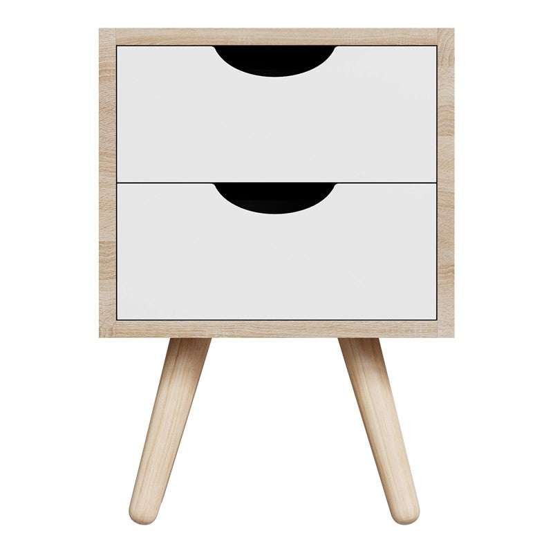 Table de chevet en bois  marron blanc 29,7 x 29,7 x 45 cm