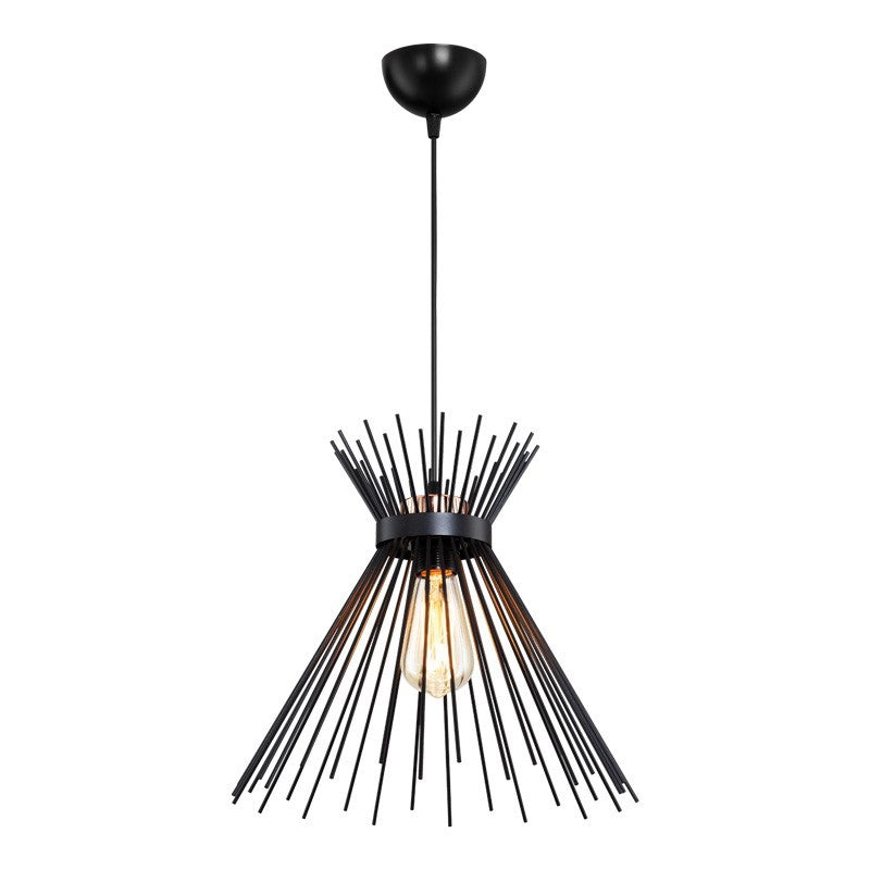 Suspension luminaire plafonnier métal abat jour noir 20x33 cm