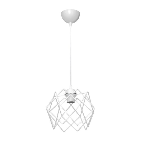 Suspension luminaire plafonnier E27 métal avec abat jour blanc 22x17 cm