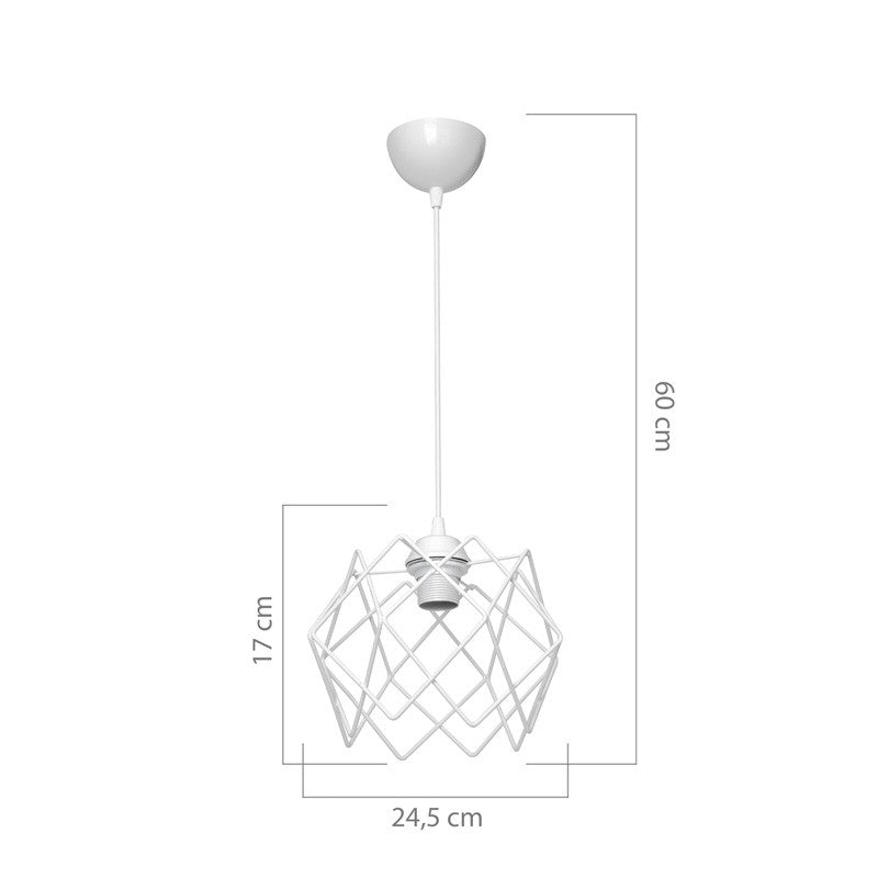 Suspension luminaire plafonnier E27 métal avec abat jour blanc 22x17 cm
