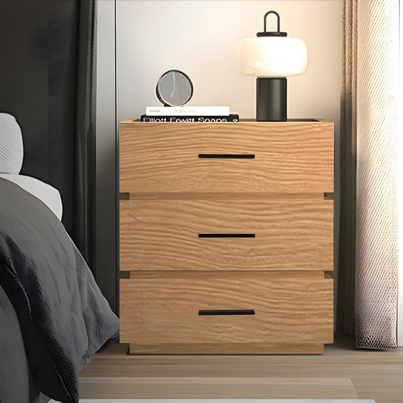 Table de chevet en bois 3 tiroirs marron 60x40x66 cm