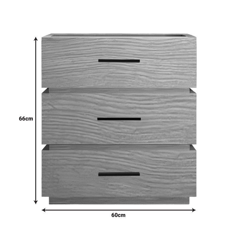 Table de chevet en bois 3 tiroirs marron 60x40x66 cm
