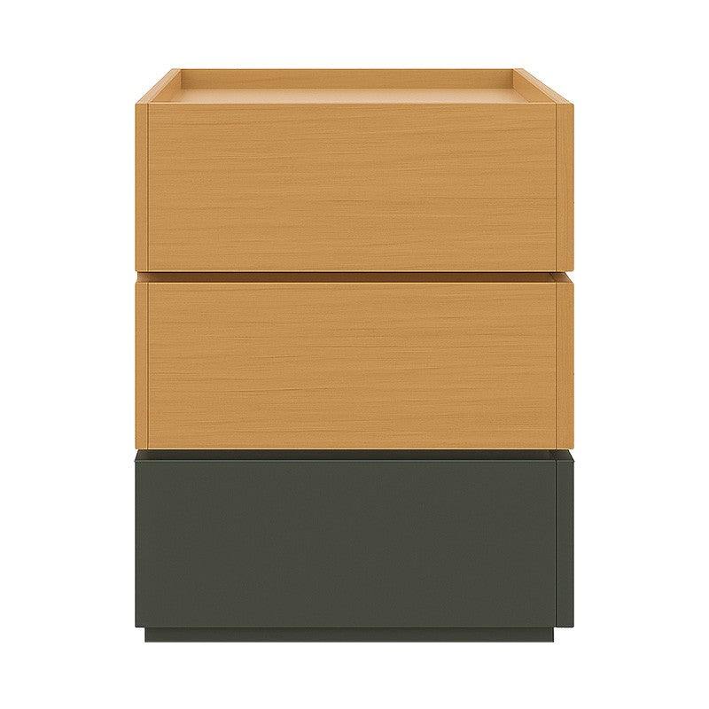 Table de chevet bois 3 tiroirs marron gris 60 x 40 x 66 cm