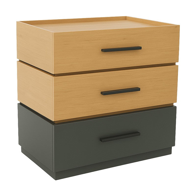 Table de chevet bois 3 tiroirs marron gris 60 x 40 x 66 cm