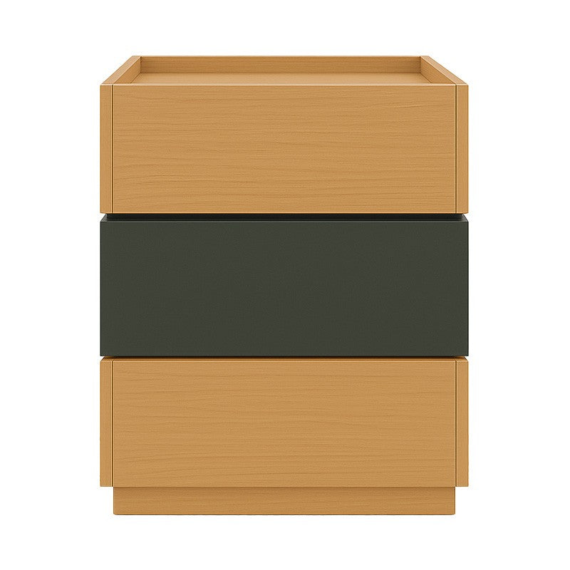 Table de chevet bois 3 tiroirs marron gris 60 x 40 x 66 cm