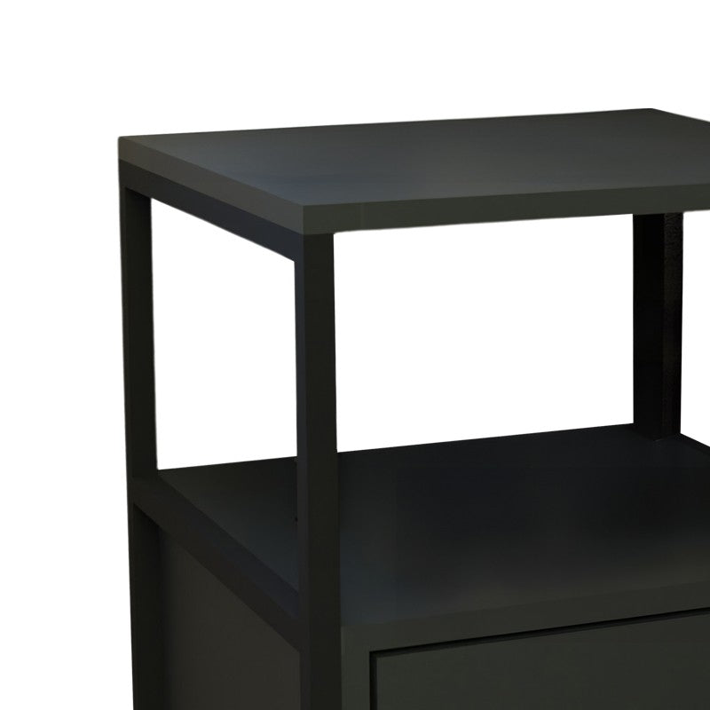 Table de chevet en métal noir anthracite 45x45x57 cm