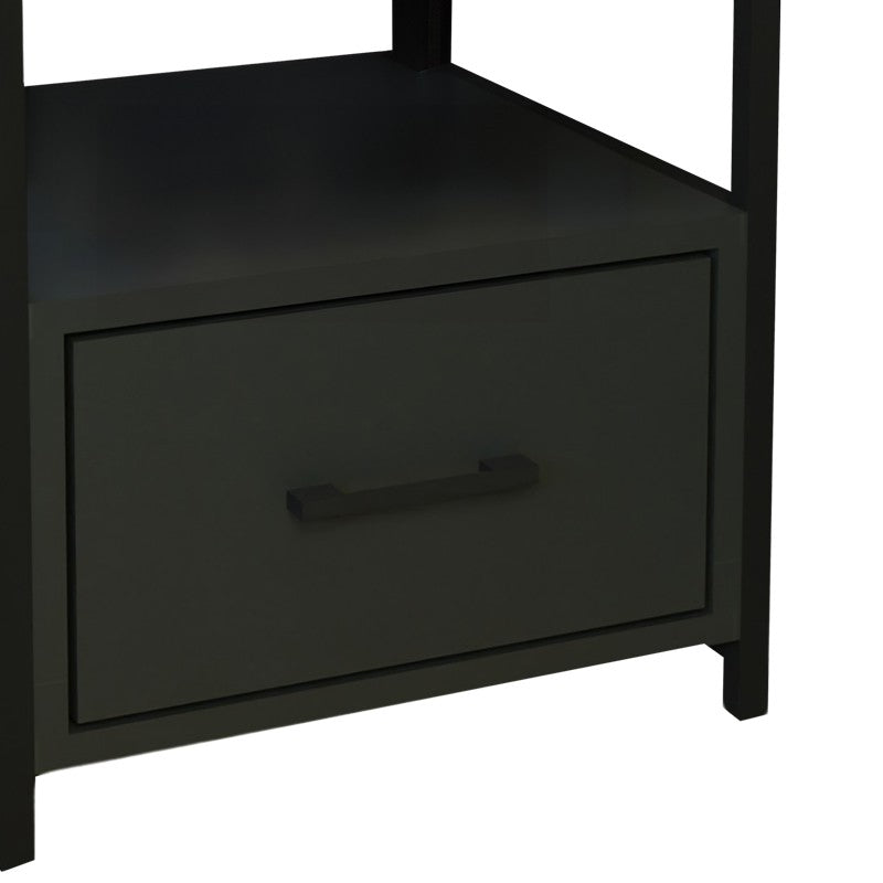 Table de chevet en métal noir anthracite 45x45x57 cm