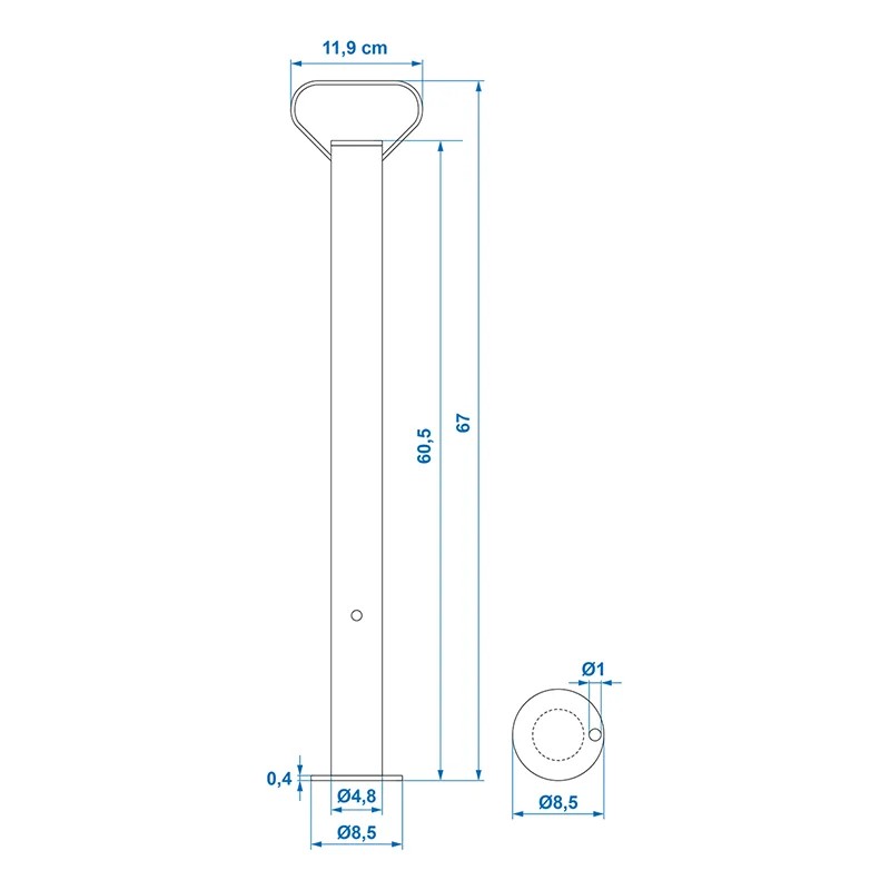 Support de remorque 48mm 650mm