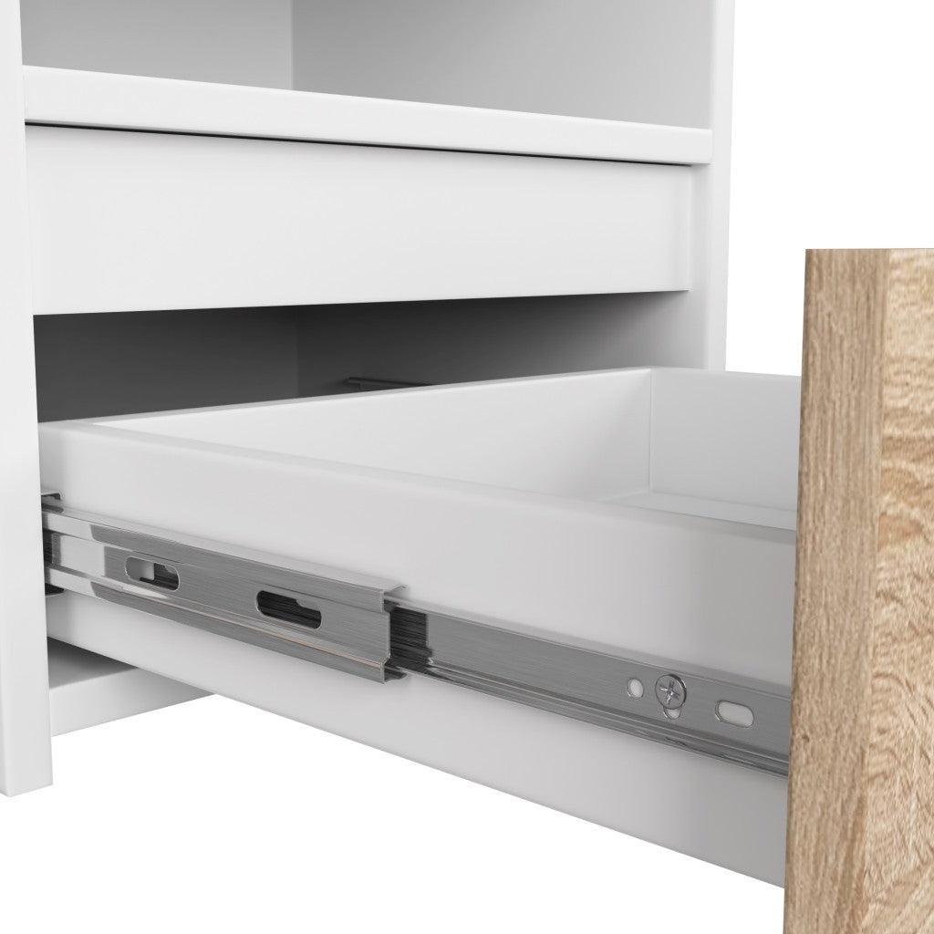 Table de chevet  blanche tiroir chêne Sonoma 40X35X40 cm