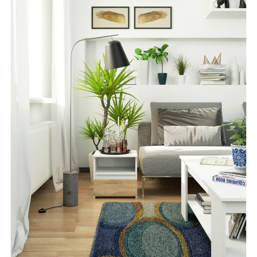 Table de chevet  blanche tiroir chêne Sonoma 40X35X40 cm