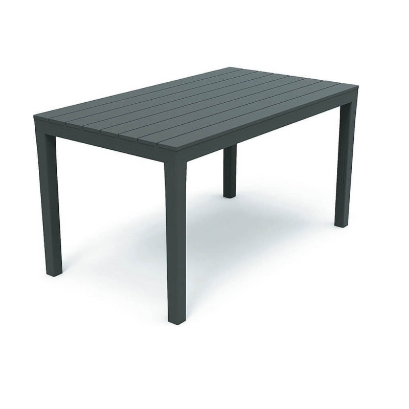 Table d'extérieur rectangulaire, Polypropylène, Effet lattes 138 x 78 x 72 cm, Anthracite