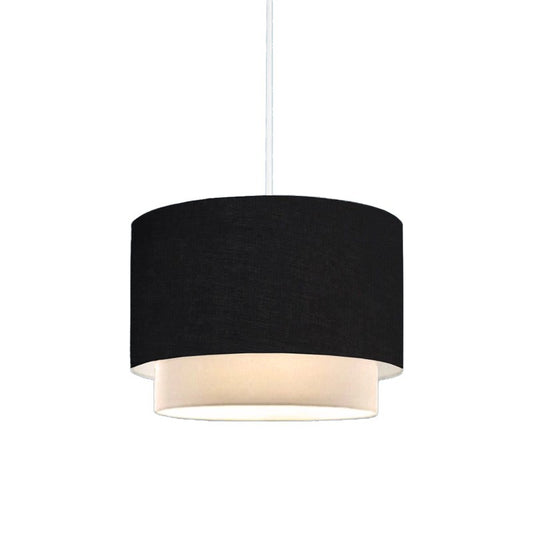 Suspension luminaire plafonnier abat jour noir 30x20 cm