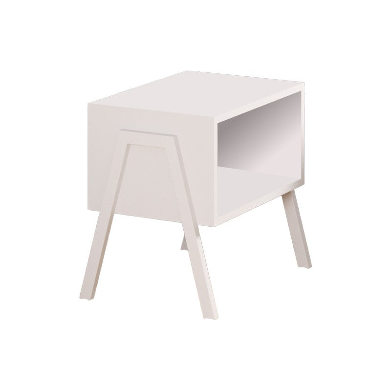 Table de chevet bois avec pieds en métal blanc 49x35x49 cm