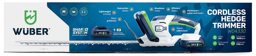 Taille-haie électrique sans fil  sur batterie WUBER 51 cm